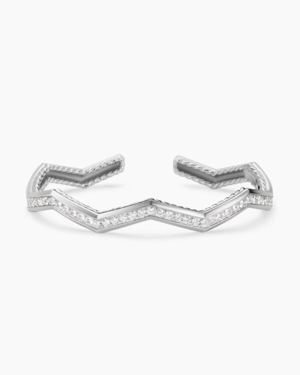 1F00092A-84B6-AEF0-D2FA-0D09DE5C43EB.jpg Zig Zag Stax??Cuff Bracelet Sterling Silver with Diamonds, 5mm
