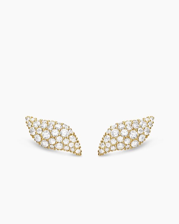 1FB4B623-E5DF-7ECA-F22C-300A4F960441.jpg Petite Pavé Flute Stud Earrings 18K Yellow Gold with Diamonds, 10.6mm