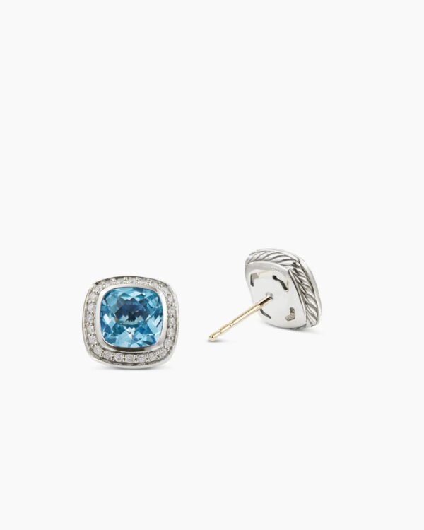 Albion&reg; Stud Earrings Sterling Silver with Blue Topaz and Diamonds, 7mm