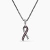 Cable Collectibles&reg; Ribbon Necklace Sterling Silver with Pink Sapphires, 24.4mm