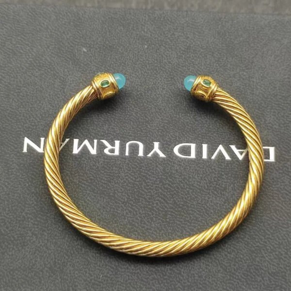 Renaissance&reg; Classic Cable Bracelet Sterling gold with 14K Yellow Gold, Blue Topaz and Lapis, 5mm
