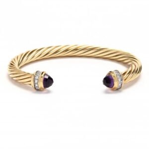 Classic Cablespira&reg; Bracelet 18K Yellow Gold with Amethyst and Half Diamonds, 7mm