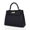 Kelly Sellier 25 Bag Black Epsom Gold Hardware New