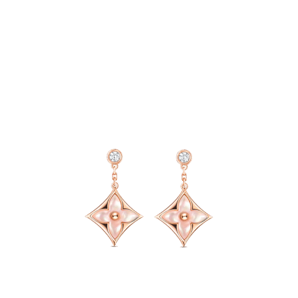 Color Blossom BB Star Ear Studs, Pink gold, pink Mother of pearl and diamonds