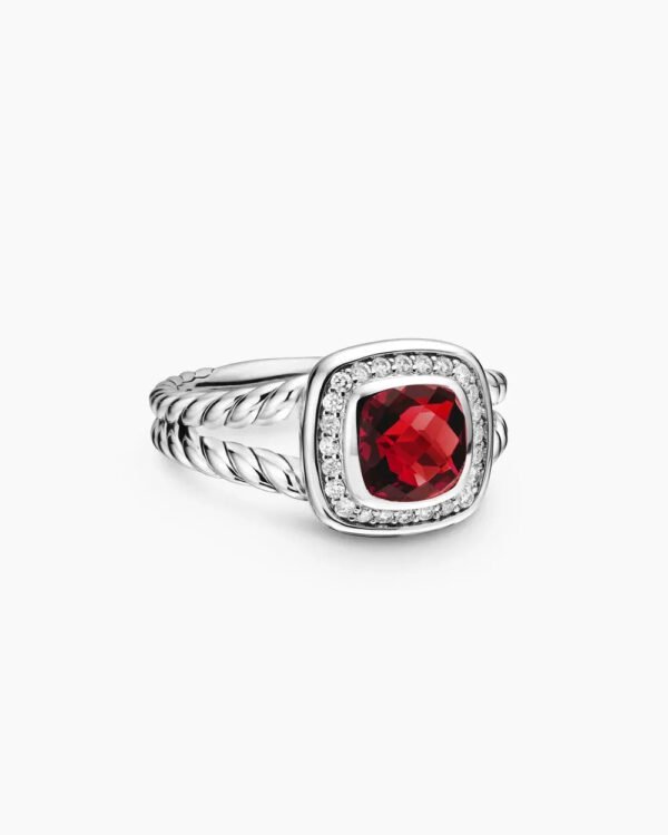 Petite Albion&reg; Ring Sterling Silver with Garnet and Diamonds - 6