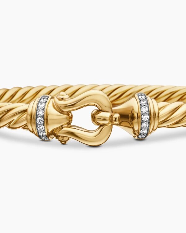 Buckle Cablespira&reg; Bracelet 18K Yellow Gold with Diamonds, 5mm