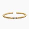 X Cablespira&reg; Station Bracelet 18K Yellow Gold with Pav&eacute; Diamonds, 4mm
