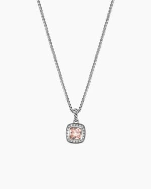 20DB3DD9-F959-0BC6-3072-7598A43C4F4F.jpg Petite Albion Pendant Necklace Sterling Silver with Morganite and Diamonds, 7mm