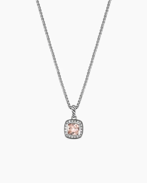 20DB3DD9-F959-0BC6-3072-7598A43C4F4F.jpg Petite Albion Pendant Necklace Sterling Silver with Morganite and Diamonds, 7mm