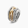 Crossover Ring Sterling Silver with 14K Yellow Gold, 17mm