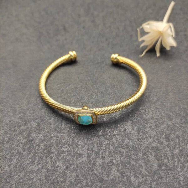 Cable Classics Bracelet with Blue Topaz and Diamonds 18K Yellow Gold 4mm