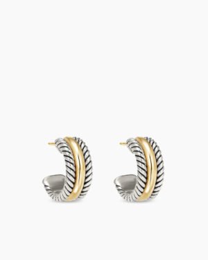 21ABC9C4-7FDF-EB63-DA15-2449D400E089.jpg Cable Collectibles® Huggie Hoop Earrings Sterling Silver with 14K Yellow Gold, 15.6mm