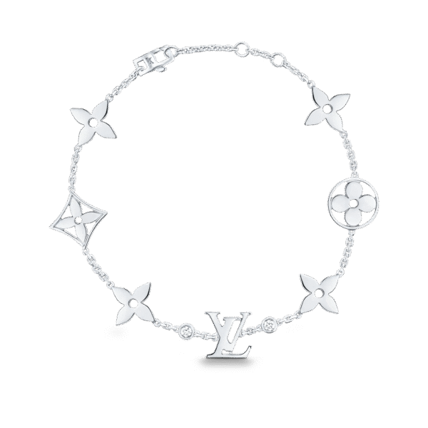 IDYLLE BLOSSOM MONOGRAM BRACELET, WHITE GOLD AND DIAMONDS