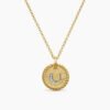 Initial Charm Necklace 18K Yellow Gold with Diamond U