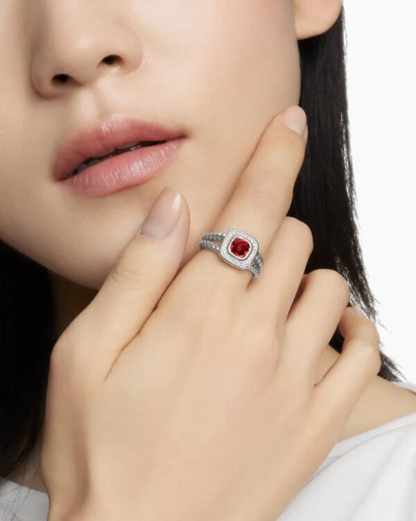 Petite Albion&reg; Ring Sterling Silver with Garnet and Diamonds - 6