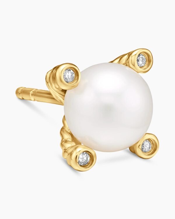 22C643F6-4DC2-1908-77CA-709F3B8D5D7F.jpg Pearl Stud Earrings 18K Yellow Gold with Pearls and Diamonds, 7.4mm