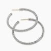 Cable Hoop Earrings Sterling Silver, 1.5in