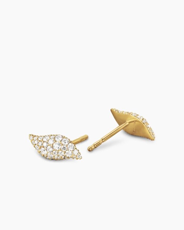 23587202-FCBE-3ABF-EDB8-7454A5359D2E.jpg Petite Pavé Flute Stud Earrings 18K Yellow Gold with Diamonds, 10.6mm