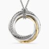 2373E9DE-5644-C771-0B0C-8C3BF3514AD2.jpg Crossover Pendant Necklace Sterling Silver with 14K Yellow Gold, 37mm