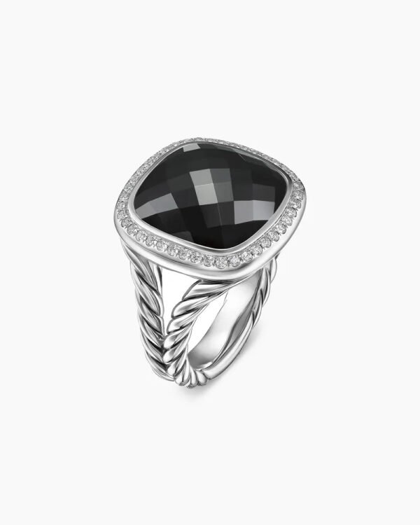 237DAFEA-E9DD-6B61-312A-8F501706C81D.jpg Albion® Ring Sterling Silver with Black Onyx and Diamonds, 14mm - 6