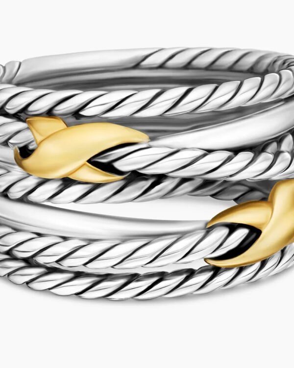 23853E88-1029-6260-F1FF-EC13AB01A158.jpg Double X Crossover Ring Sterling Silver with 18K Yellow Gold - 6