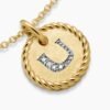 Initial Charm Necklace 18K Yellow Gold with Diamond U