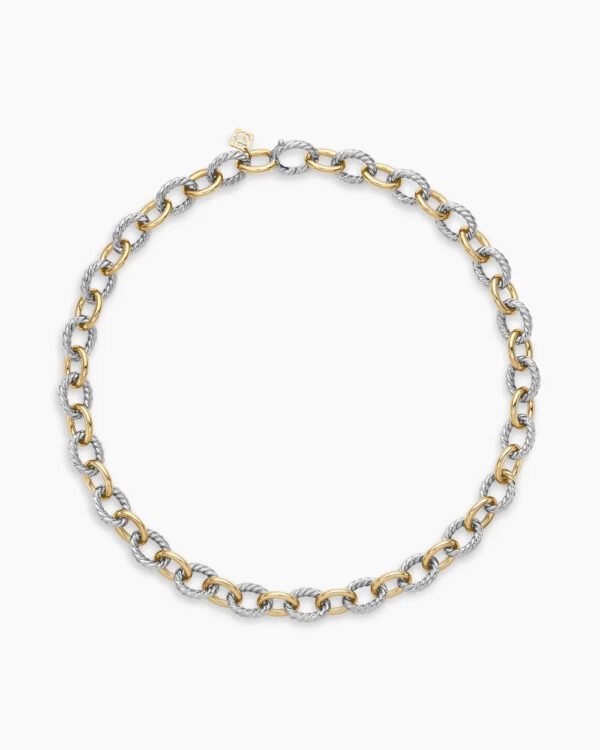 23B59F46-BBA7-A57E-42F6-10741E28F728.jpg Oval Link Chain Necklace Sterling Silver with 18K Yellow Gold, 16mm