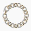 Oval Link Chain Bracelet Sterling Silver with 18K Yellow Gold, 12mm - 19cm