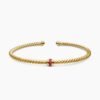 Classic Cablespira&reg; Station Bracelet 18K Yellow Gold with Pav&eacute; Rubies, 3mm