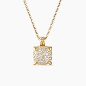 Chatelaine&reg; Pendant Necklace 18K Yellow Gold with Pav&eacute; Diamonds, 14mm