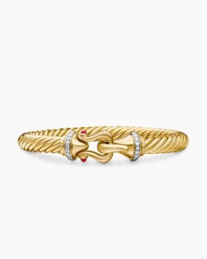 24232AE9-3C69-881E-FAE0-783EC4C768BA.jpg Buckle Cablespira® Bracelet 18K Yellow Gold with Rubies and Diamonds, 7mm