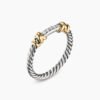 Petite Helena Wrap Band Ring Sterling Silver with 18K Yellow Gold and Diamonds, 4mm