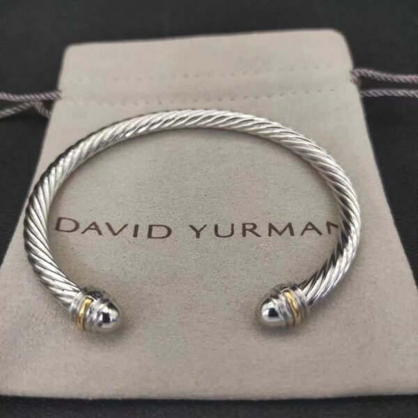 Classic Cable Bracelet Sterling Silver with 18K Yellow Gold, 5mm