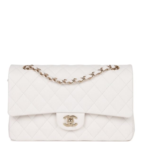25A018A9-97E7-62F7-FD6B-A37294BA0608.jpg Medium Classic Double Flap Bag White Caviar Light Gold Hardware
