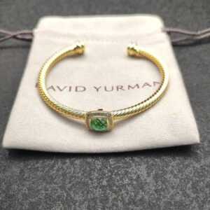 Cable Classics Bracelet with Peridot and Diamonds 18K Yellow Gold 4mm