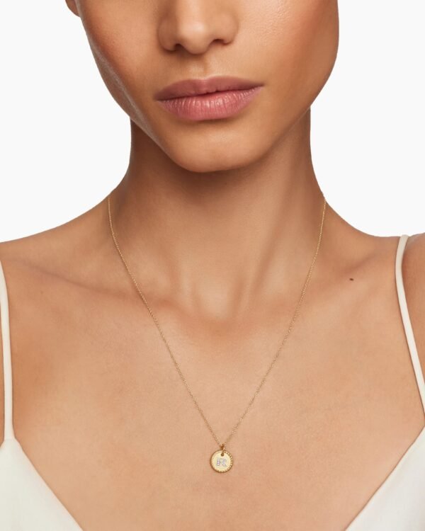 2616F0B9-964B-C787-B674-AD307FA64961.jpg Initial Charm Necklace 18K Yellow Gold with Diamond R