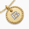 Initial Charm Necklace 18K Yellow Gold with Diamond B