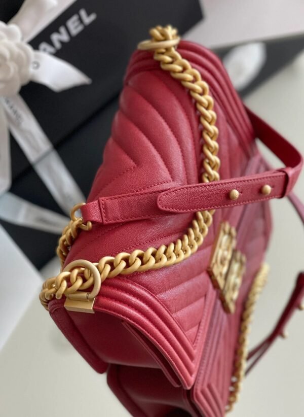 Chanel Medium Boy Handbag Red For Women 9.8in/25cm A67086