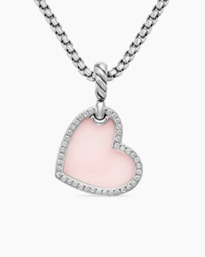 DY Elements&reg; Heart Amulet Sterling Silver with Pink Opal and Diamonds
