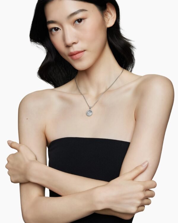 277EE144-599A-E14A-6522-B90C6BDB0755.jpg Initial Charm Necklace Sterling Silver with Diamond S
