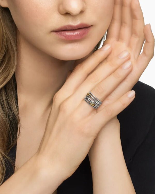 27D44AB5-92F5-54D5-7BEB-703F1E285583.jpg Double X Crossover Ring Sterling Silver with 18K Yellow Gold - 6