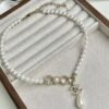 Coco letter pearl chain necklace