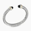 Classic Cable Bracelet Sterling Silver with 14K Yellow Gold and Black Onyx, 7mm