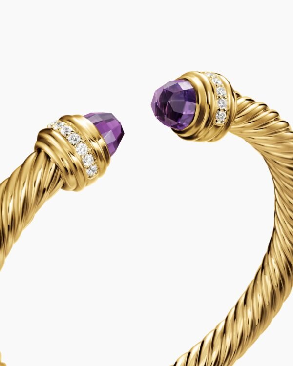 Classic Cablespira&reg; Bracelet 18K Yellow Gold with Amethyst and Diamonds, 7mm
