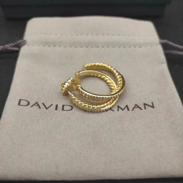 Pav&eacute; Crossover Hoop Earrings 18K Yellow Gold with Diamonds