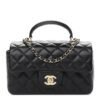 Lambskin Quilted Mini Top Handle Rectangular Flap Black