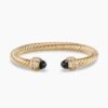 Classic Cablespira Bracelet 18K Yellow Gold with Black Onyx and Diamonds, 7mm