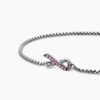 Cable Collectibles&reg; Ribbon Chain Bracelet Sterling Silver with Pav&eacute; Pink Sapphires