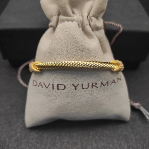 Petite Helena Cablespira&reg; Station Bracelet 18K Yellow Gold with Pav&eacute; Diamonds, 4mm