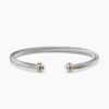 Classic Cable Bracelet Sterling Silver with 18K Yellow Gold, 4mm